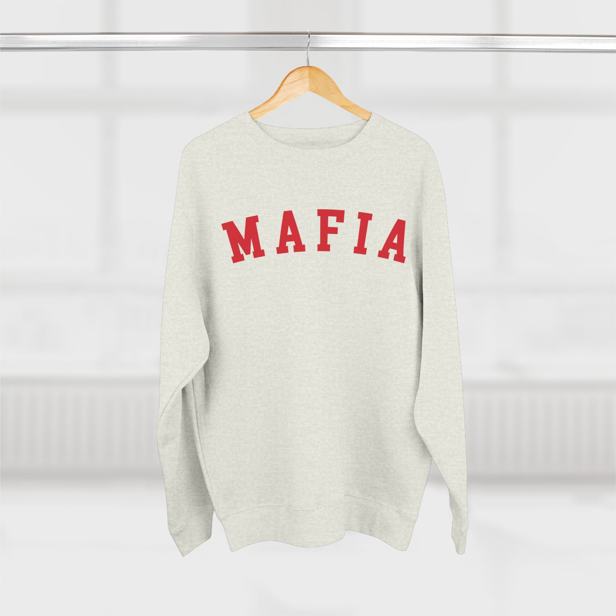 Mafia Crewneck Sweatshirt - Vintage Collegiate Red Lettering