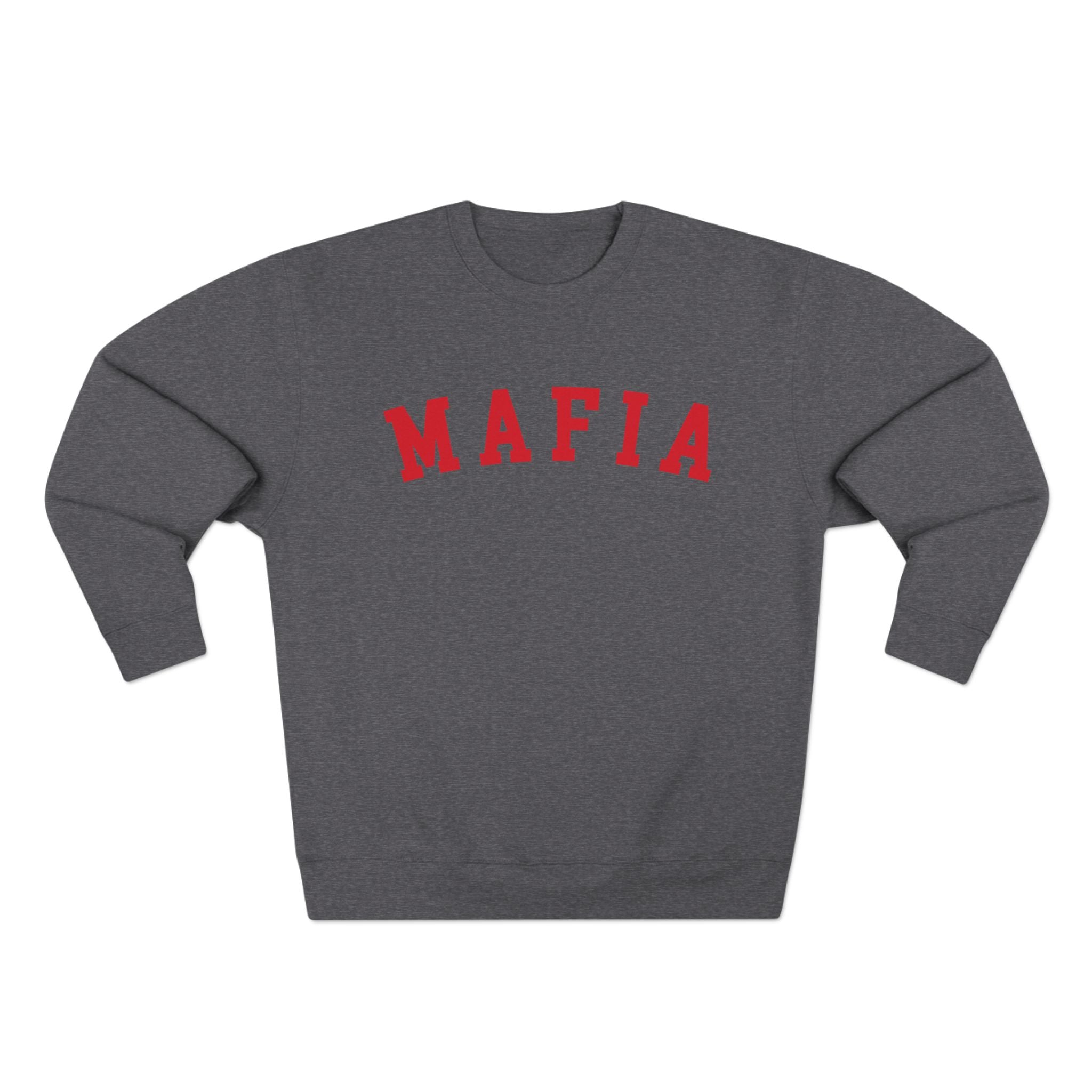 Mafia Crewneck Sweatshirt - Vintage Collegiate Red Lettering