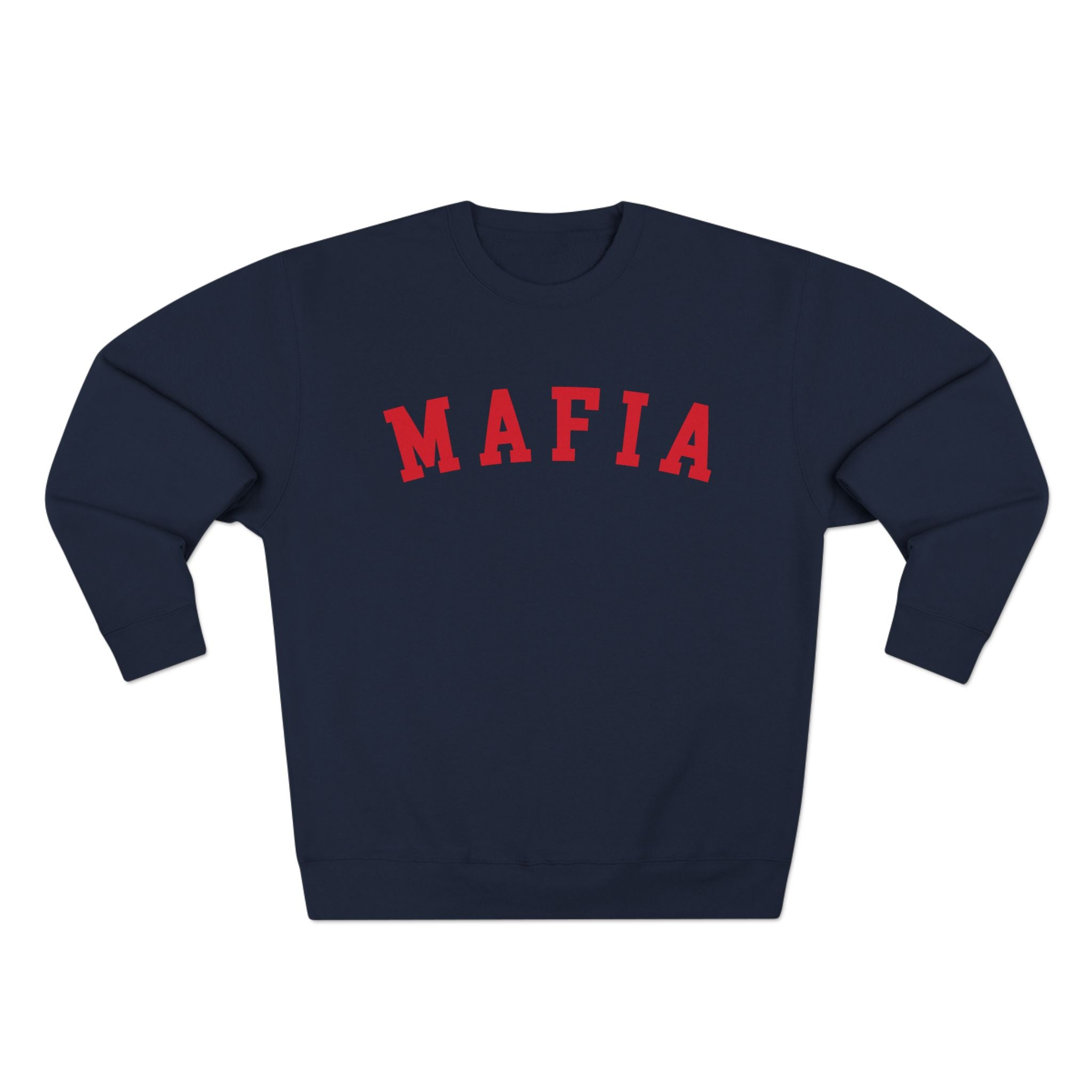 Mafia Crewneck Sweatshirt - Vintage Collegiate Red Lettering