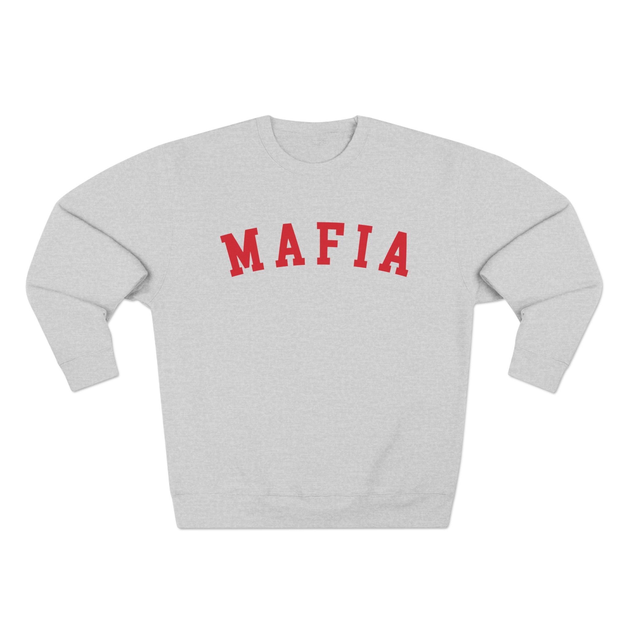 Mafia Crewneck Sweatshirt - Vintage Collegiate Red Lettering