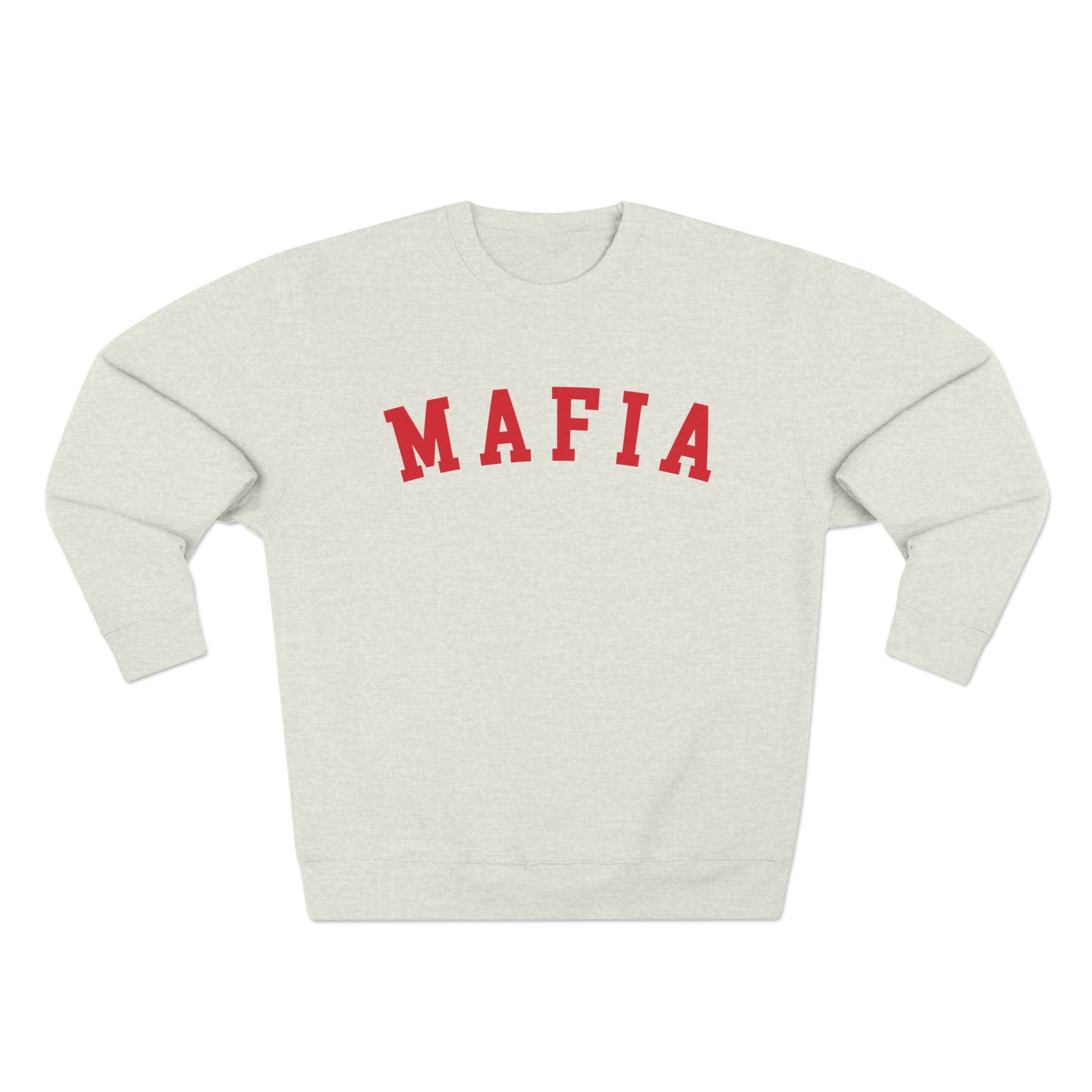 Mafia Crewneck Sweatshirt - Vintage Collegiate Red Lettering