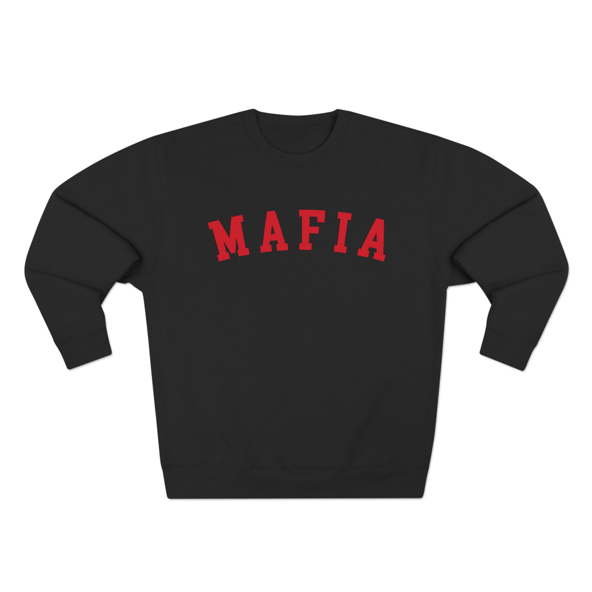 Mafia Crewneck Sweatshirt - Vintage Collegiate Red Lettering